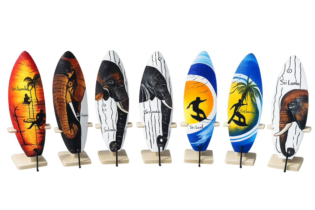 SURFBOARD WOODEN MINI MODEL ON STAND NEW SMALL GIFT