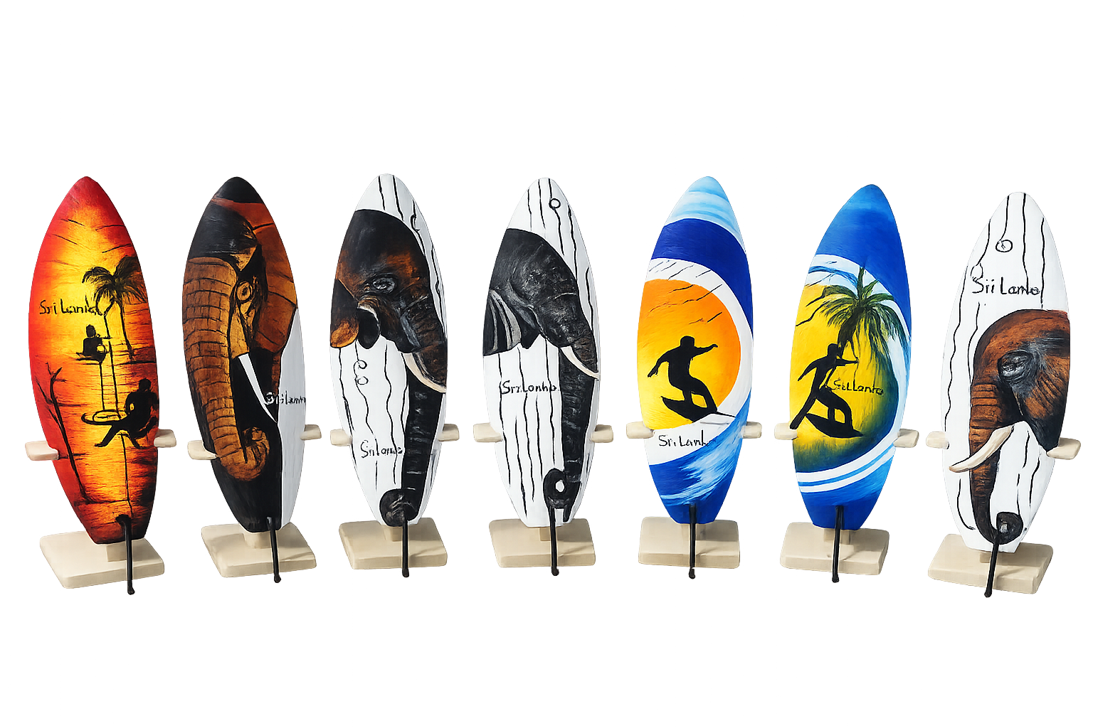 SURFBOARD WOODEN MINI MODEL ON STAND NEW SMALL GIFT