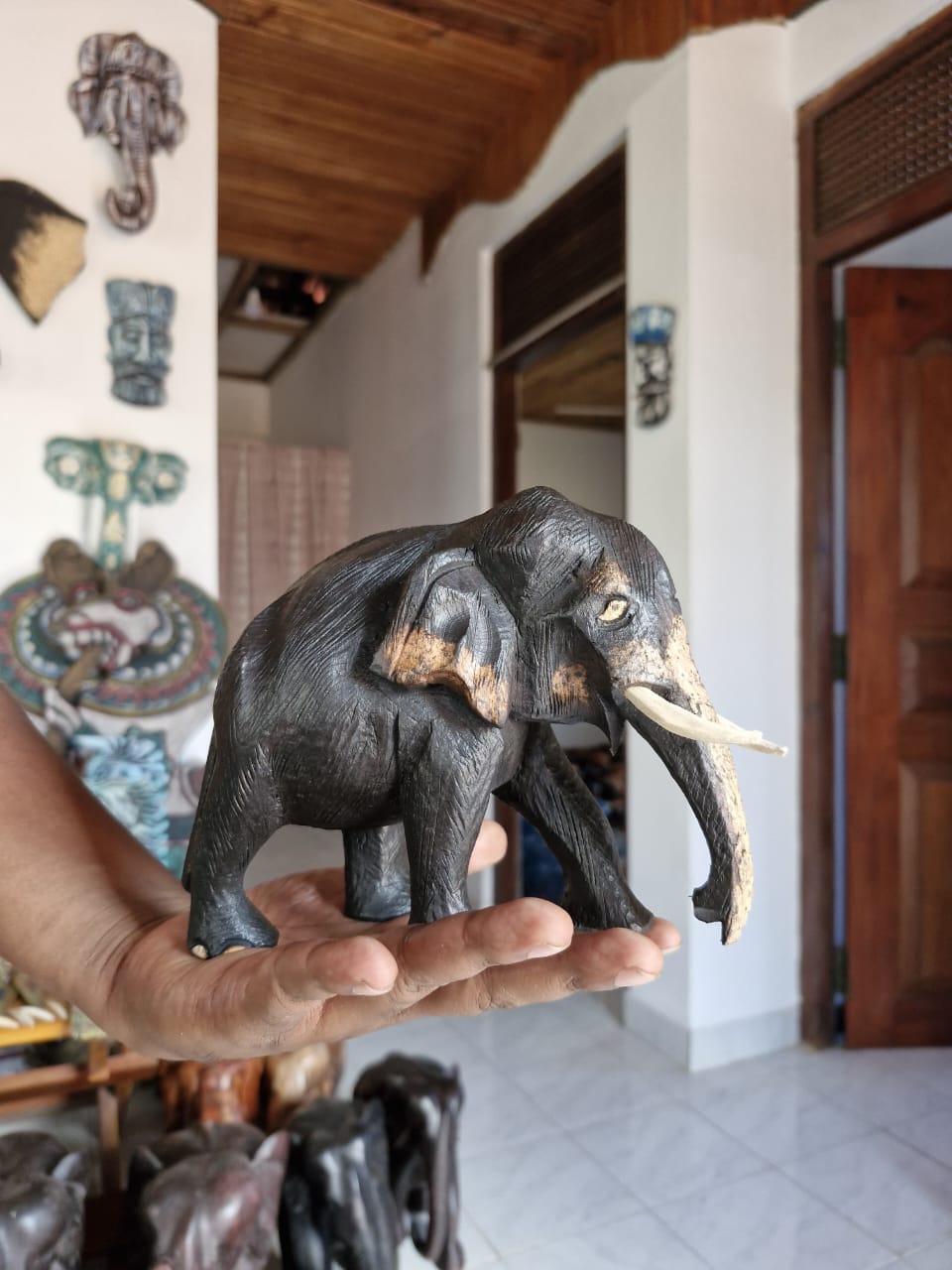Wooden Elephant Figurine