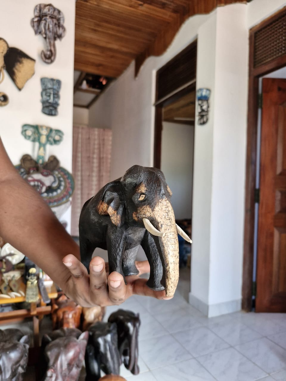 Wooden Elephant Figurine
