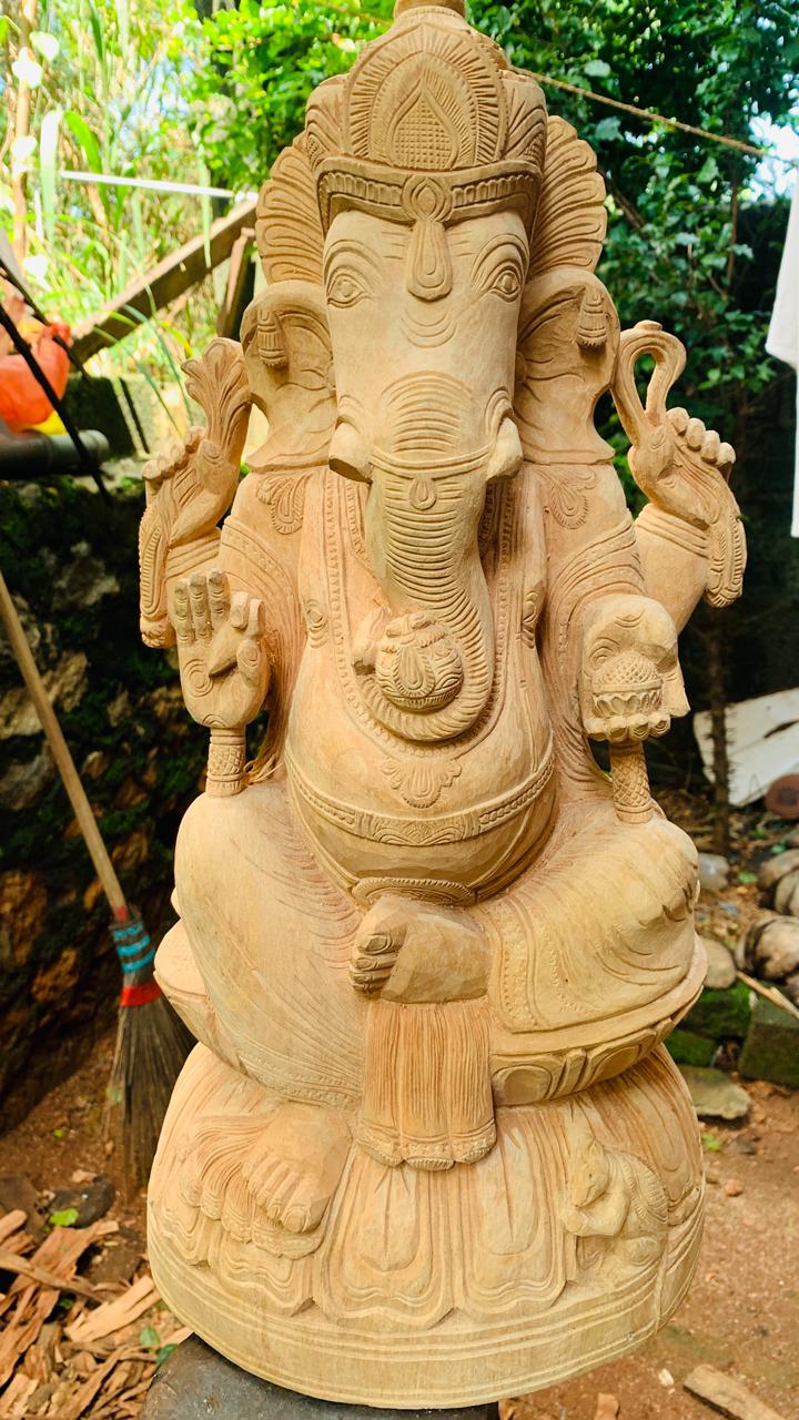 Handcrafted Wooden Ganesha Statue