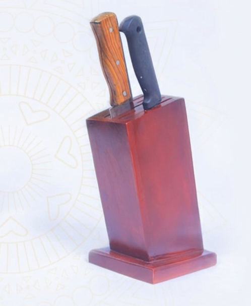 Elegant Wooden Knife Block Holder – Sleek & Compact Kitchen Organizer (without knife)